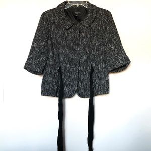 Talbots petite Sz 12p jacket tweed blazer black